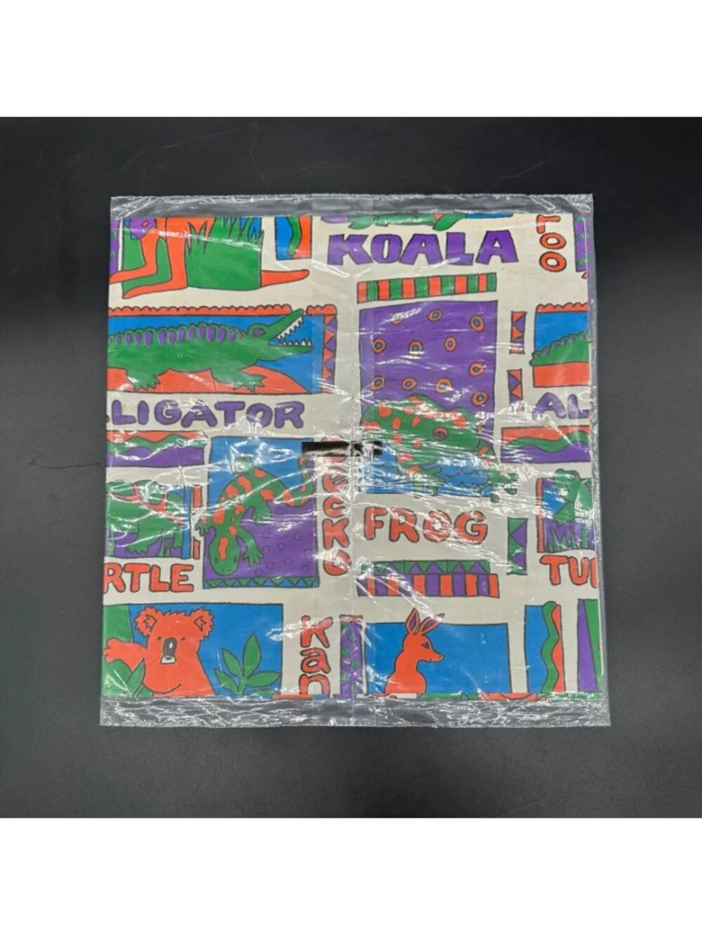 Vintage Gift Wrapping Paper Jungle Animals Neon USA Frog Alligator Koala 1990s
